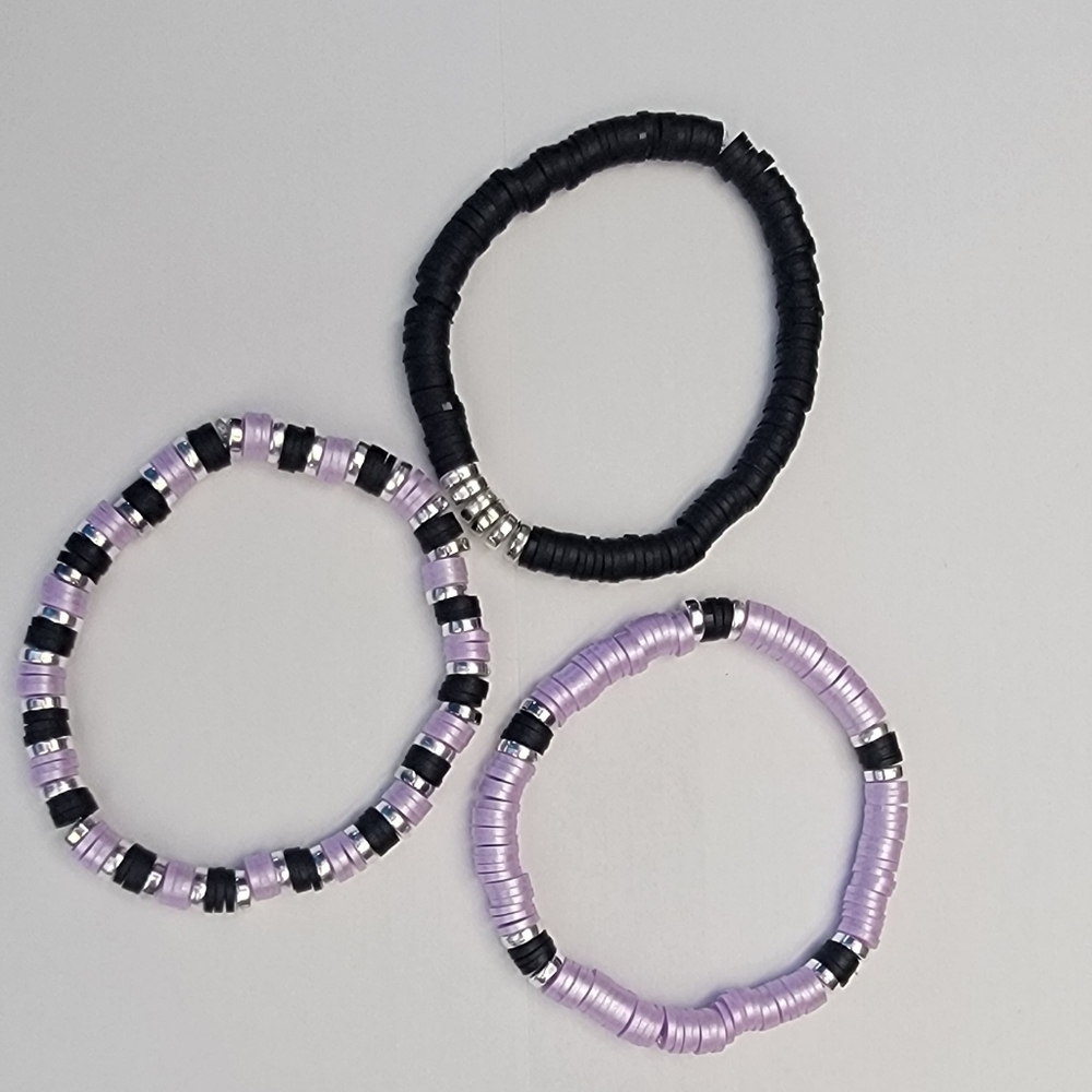 set of 3 heishi bracelets